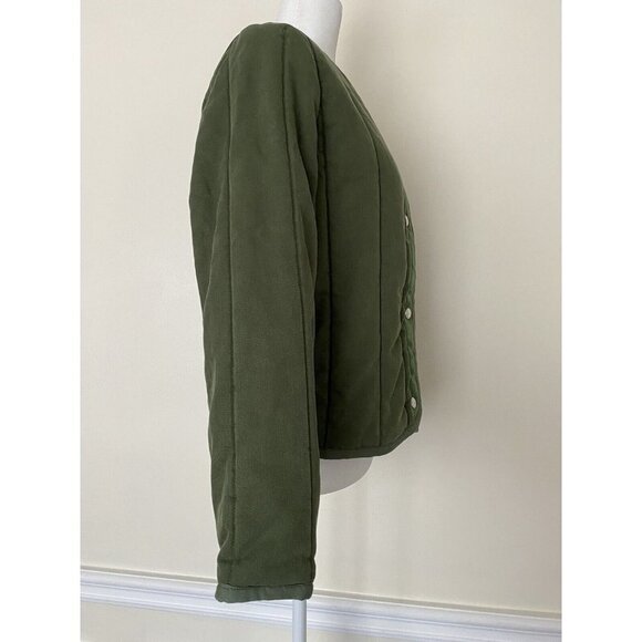 Rag & Bone Woman Liner Quilted Slub Cotton-Canvas Jacket Army Green - Picture 6 of 9